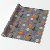Boe! Heks, Bezem en Maan Halloween Gift Wrap Cadeaupapier (Uitgerold)