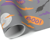 Boe! Heks, Bezem en Maan Halloween Gift Wrap Cadeaupapier (Rol Hoek)