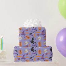 Boe! Heks en bezem naadloze Halloween Gift Wrap