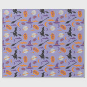 Boe! Heks en bezem naadloze Halloween Gift Wrap Cadeaupapier (Vlak)