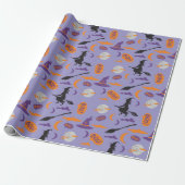 Boe! Heks en bezem naadloze Halloween Gift Wrap Cadeaupapier (Uitgerold)