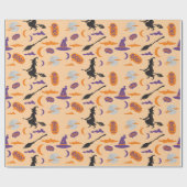 Boe! Heks, maan en wolken Halloween Gift Wrap Cadeaupapier (Vlak)