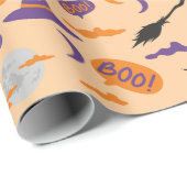 Boe! Heks, maan en wolken Halloween Gift Wrap Cadeaupapier (Rol Hoek)