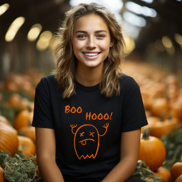 Boe Hoehoe Halloween Geest Donkere Monotoon T-shirt