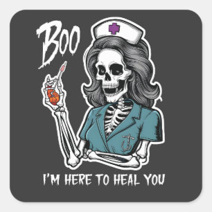Boe ik ben hier om je te genezen Verpleegster Hall Vierkante Sticker