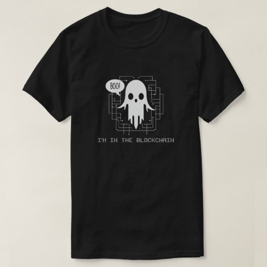 Boe! Ik ben in de Blockchain - Grappige Crypto Gho T-shirt (Design voorkant)