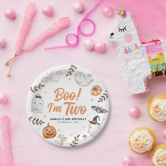 Boe! Ik ben twee Halloween Verjaardag Papier Borde Papieren Bordje (Feest)