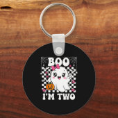 Boe ik ben twee spook groovy 2de verjaardag hallow sleutelhanger (Voorkant)
