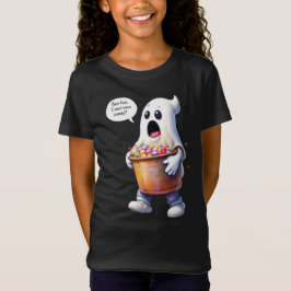 Boe! Ik wil nog meer snoep! Spook met een emmer T-shirt