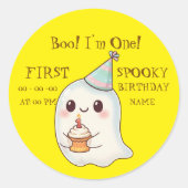 Boe! I'm One" Kostuum Spooky Eerste Verjaardag Ronde Sticker (Voorkant)