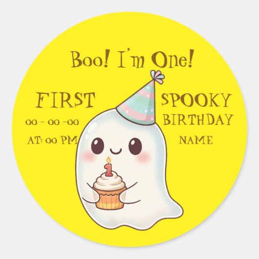 Boe! I'm One" Kostuum Spooky Eerste Verjaardag Ronde Sticker (Voorkant)