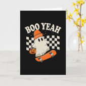 Boe Ja Geest Skateboarden Grappig Halloween Spoken Kaart (Gele Bloem)