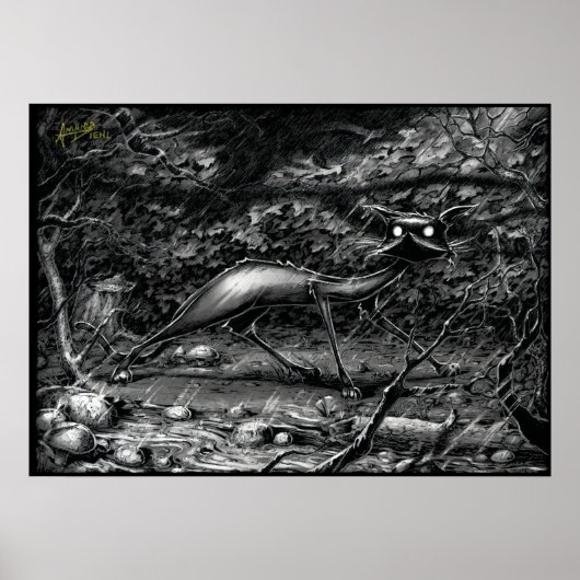 Boe Kat gevangen in een Poster van het Storm van d (Voorkant)