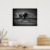 Boe Kat glijdt op een Rug Poster (Keuken)