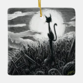Boe-Kat in het moonlight-keramisch Ornament (Voorkant)
