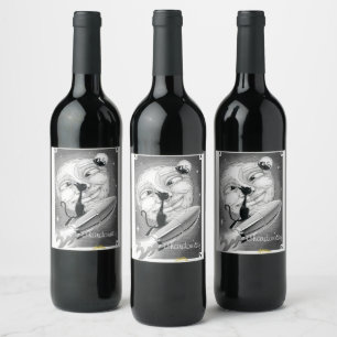 Boe Kat Rockets naar het Moon Wine Label Wijn Etiket