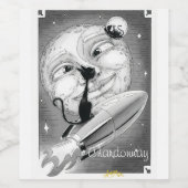 Boe Kat Rockets naar het Moon Wine Label Wijn Etiket (Enkel label)