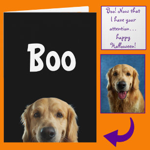Boe! Kijkende gouden Halloweenkaart - voeg jouw fo Kaart