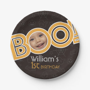 Boe!! leuk Halloween verjaardagskaart Papieren Bordje