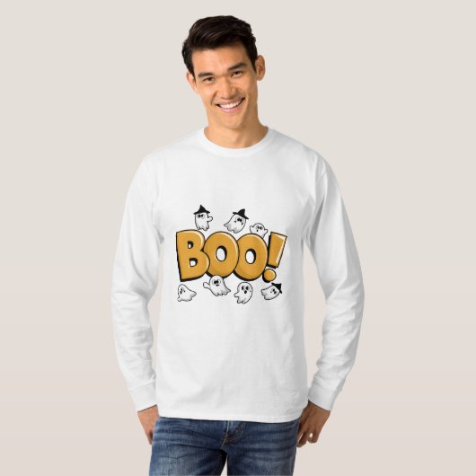 Boe! Leuke Halloween Ghost Design T-shirt (Voorkant volledig)