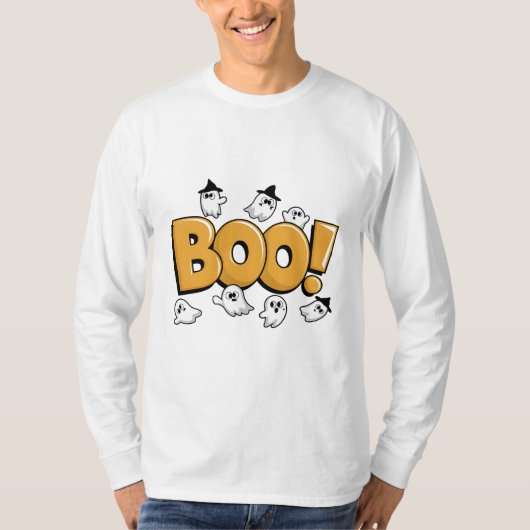 Boe! Leuke Halloween Ghost Design T-shirt (Voorkant)