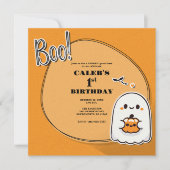 BOE! Little Ghost Halloween 1e verjaardagsfeestje Kaart (Voorkant)