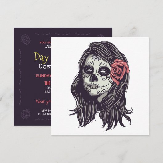 Boe-medelijden Dia de los Muertos Party | Uitnodig Kaart (Voorkant / Achterkant)