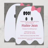 Boe! Meisjes Halloween Verjaardagsfeestuitnodiging Kaart (Voorkant / Achterkant)