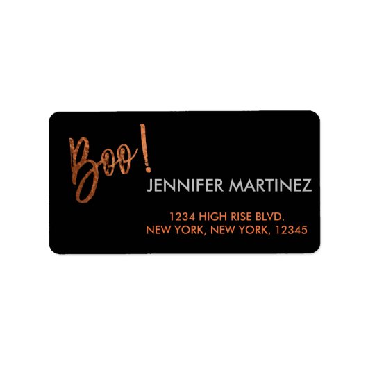 Boe! Modern Halloween adreslabel Etiket (Voorkant)