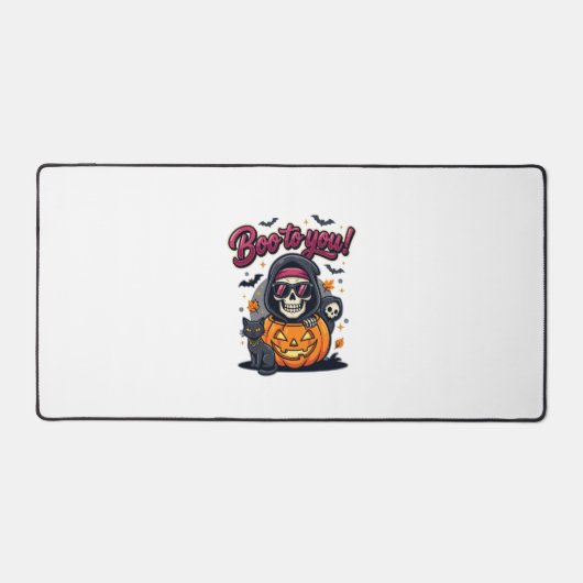 Boe naar Jou Halloween Skelet Pompoen Bureaumat (Voorkant)