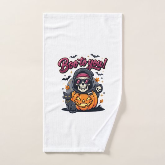 Boe naar jou Halloween skelet pompoen Handdoek (Handdoek)