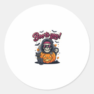 Boe naar Jou Halloween Skelet Pompoen Ronde Sticker