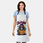 Boe naar Jou Halloween Skelet Pompoen Schort (Gedragen)