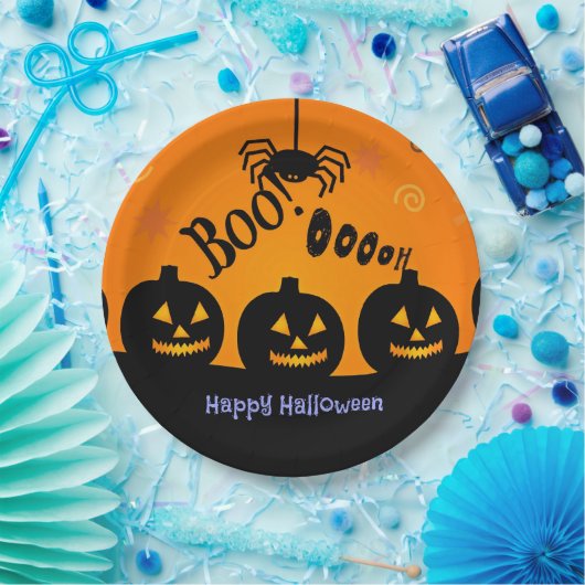 Boe! Ooooh! Fijne Halloween! Papieren Bordje (Feest)