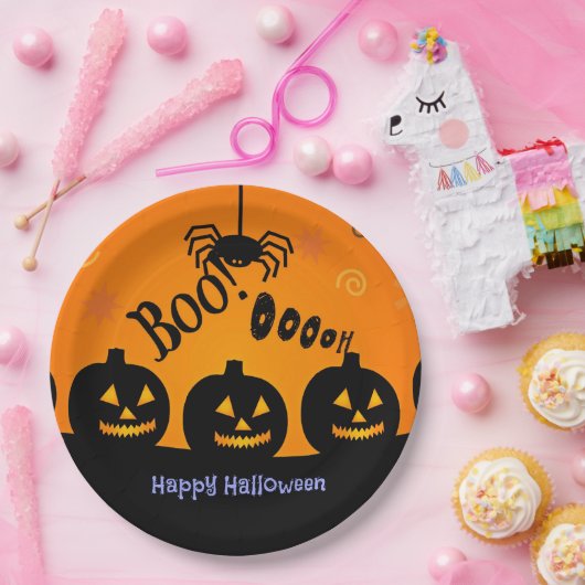 Boe! Ooooh! Fijne Halloween! Papieren Bordje (Feest)