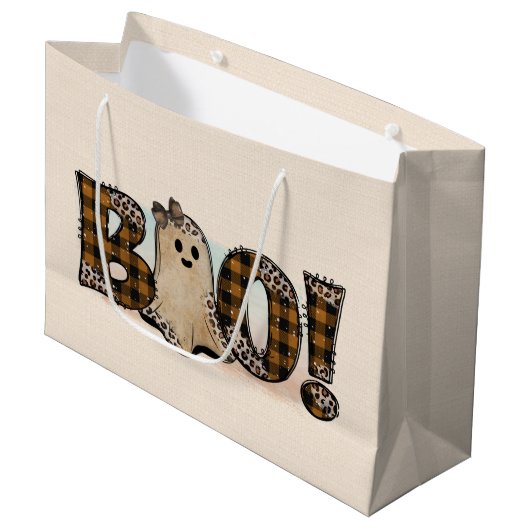 Boe Plaid Halloween Groot Cadeauzakje (Voorkant Gekanteld)