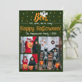 Boe pompoen jack-o-lantern Halloween fotocollage Feestdagenkaart (Staand voorkant)