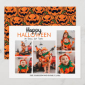 Boe pompoen jack-o-lantern Halloween fotocollage Feestdagenkaart (Voorkant / Achterkant)