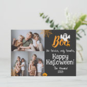 Boe pompoen jack-o-lantern Halloween fotocollage Feestdagenkaart (Staand voorkant)