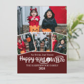 Boe pompoen jack-o-lantern Halloween fotocollage Feestdagenkaart (Staand voorkant)