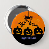 Boe! Prettig Halloween in oranje en zwart Ronde Button 4,0 Cm (Voorkant /achterkant)