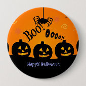 Boe! Prettig Halloween in oranje en zwart Ronde Button 4,0 Cm (Voorkant)