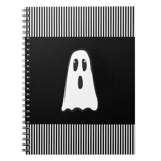 BOE! Schattig Spook Halloween Zwart Wit Notitieboek (Voorkant)