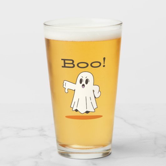 Boe! Schattig spookbeeld Funny Halloween pintglas Glas (Voorkant gevuld)