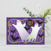 Boe! Schattige geesten Halloween-feest uitnodiging (Staand voorkant)
