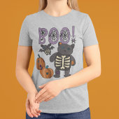 Boe! Schattige Patchwork Skelet Cat en Bat Hallowe T-shirt