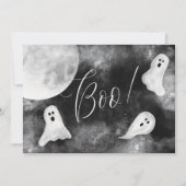 Boe! Schattigee geesten Spooky Waterverf Halloween Kaart (Voorkant)