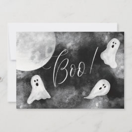 Boe! Schattigee geesten Spooky Waterverf Halloween Kaart