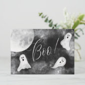 Boe! Schattigee geesten Spooky Waterverf Halloween Kaart (Staand voorkant)