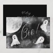 Boe! Schattigee geesten Spooky Waterverf Halloween Kaart (Voorkant / Achterkant)
